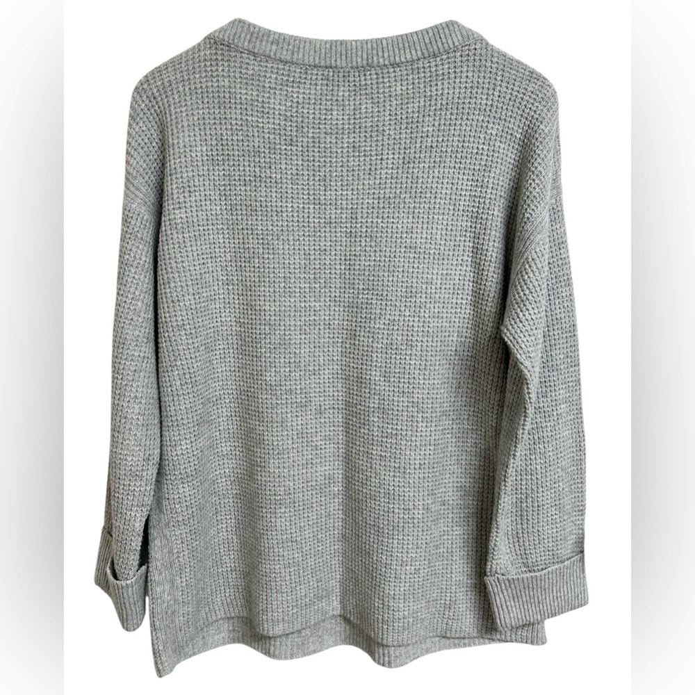 Talbots Gray Waffle Knit Sweater Size M | Soft Textured Crewneck Pullover - Picture 5 of 6